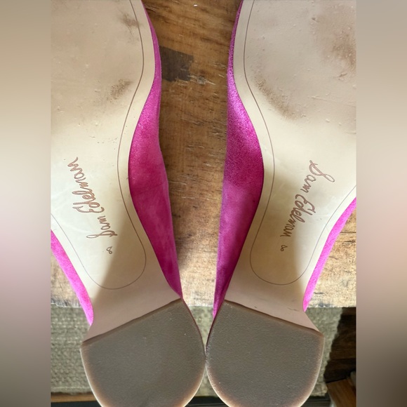 Sam Edelman Vibrant Pink Junie Pump in Retro Pink-Suede Block Heels - Picture 7 of 9